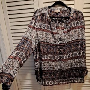 Elegant Paisley Women's Blouse - Black, Blue, White